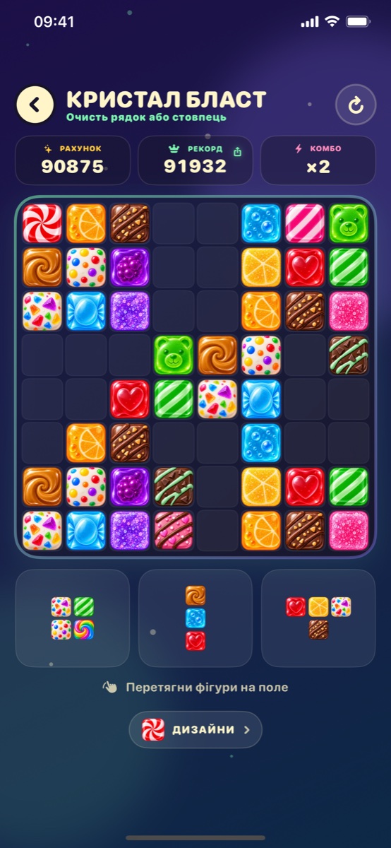 Real Crystal Blast gameplay with the Candy block design